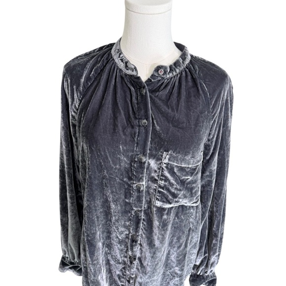 Pilcro x Anthropologie - Velvet Balloon Sleeve Button Down Blouse Top Sz Xs - Picture 4 of 10